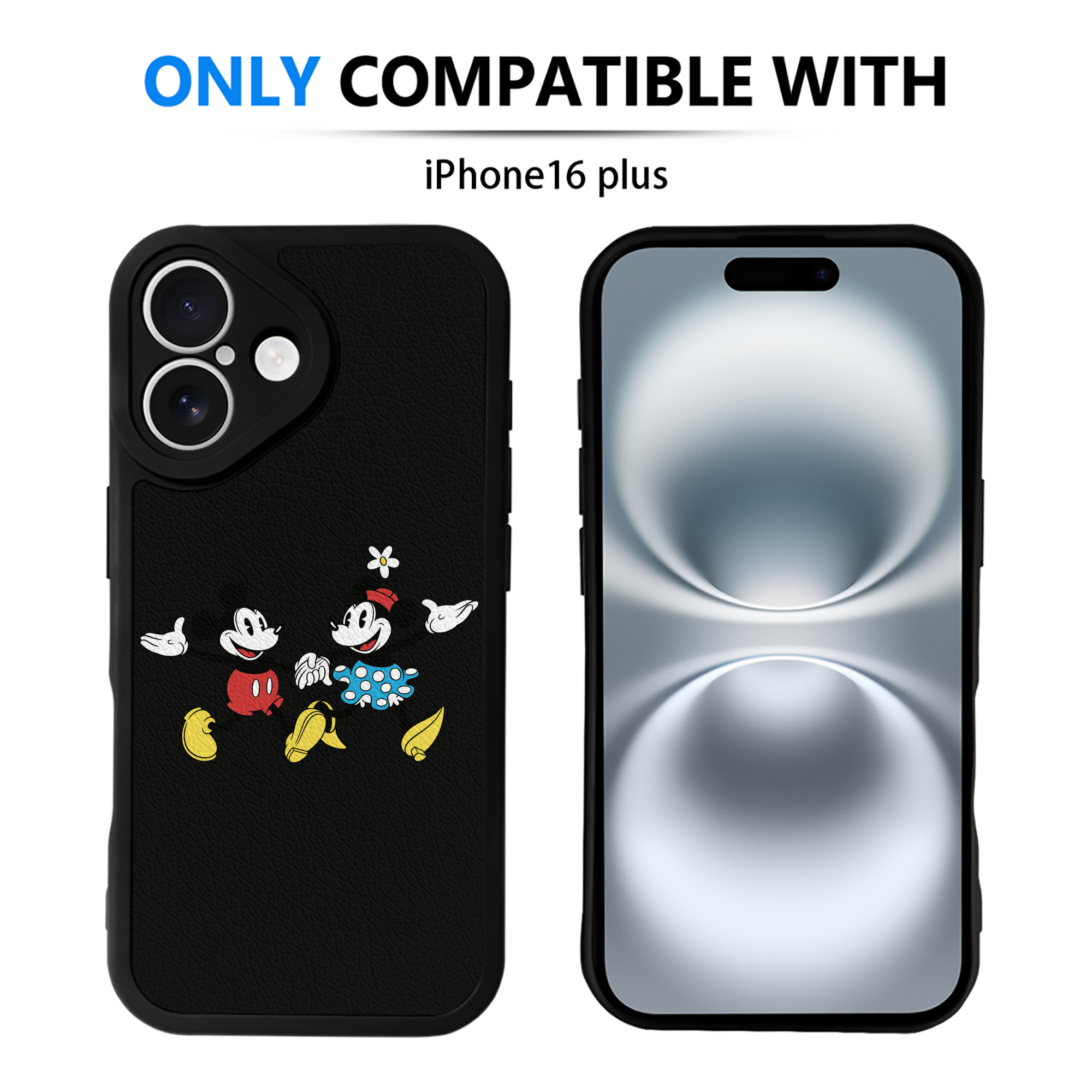 （画像用） ミッキーマウス Mickey Mouse 【iPhone 16シリーズ対応】シリコンスマホケース（レザー調） 材質：シリコン